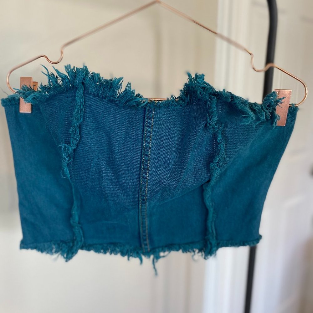 Frayed Denim Cropped corset